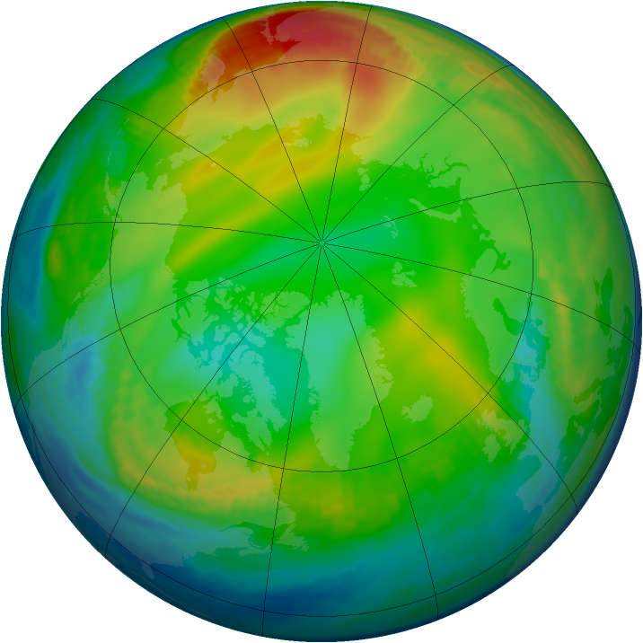 Arctic ozone map for 24 December 1984